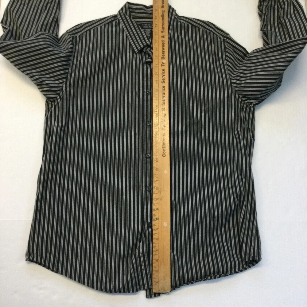 Structure premium Woven 100%‎ Cotton Button Up Striped Long Sleeve Career/Casual